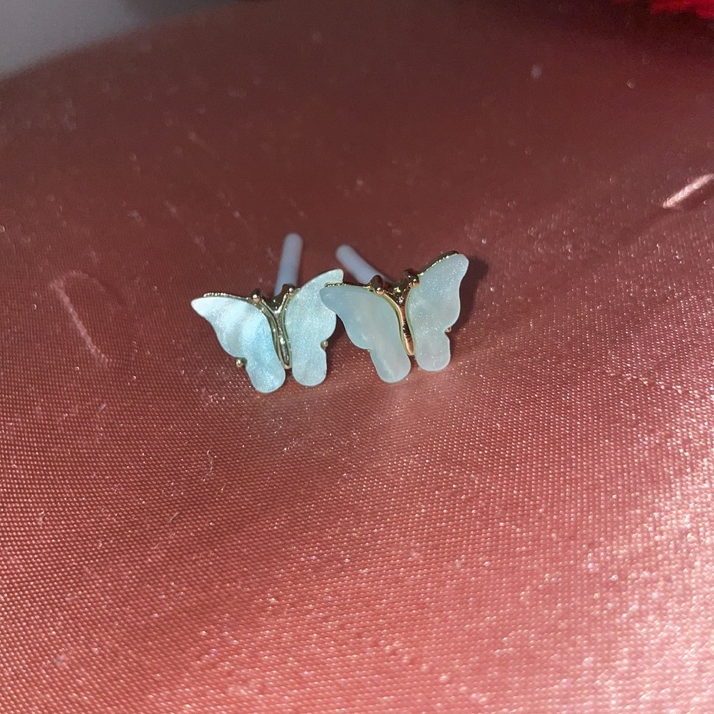 Light blue butterfly earrings